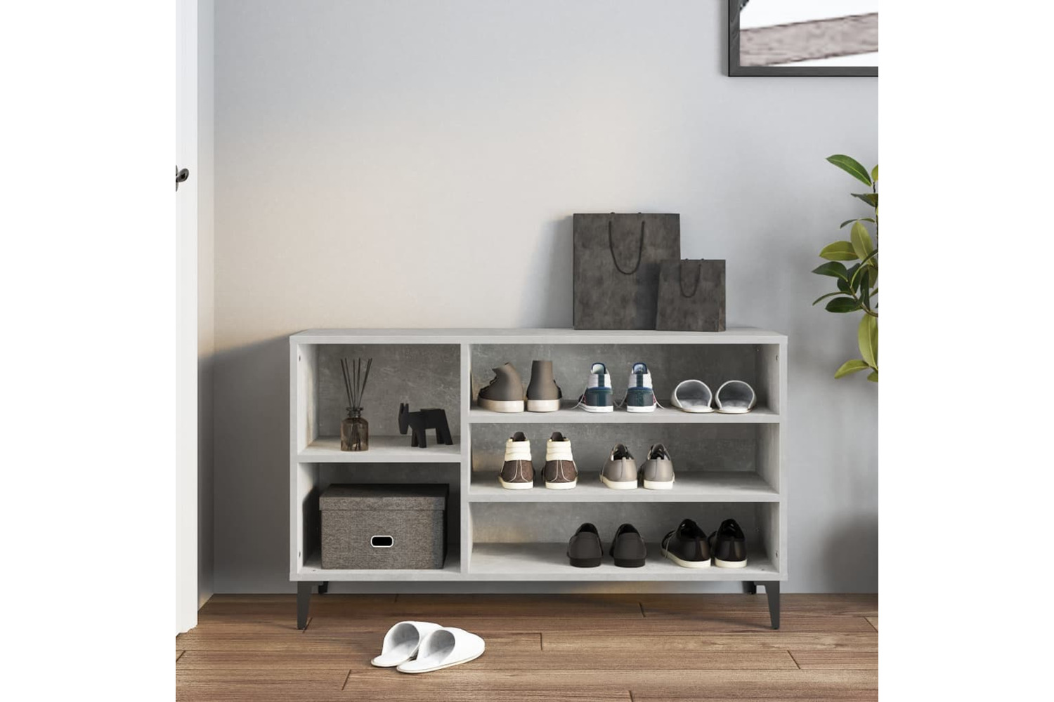 vidaXL 819752 Shoe Cabinet Concrete Grey 102x36x60cm Engineered Wood
