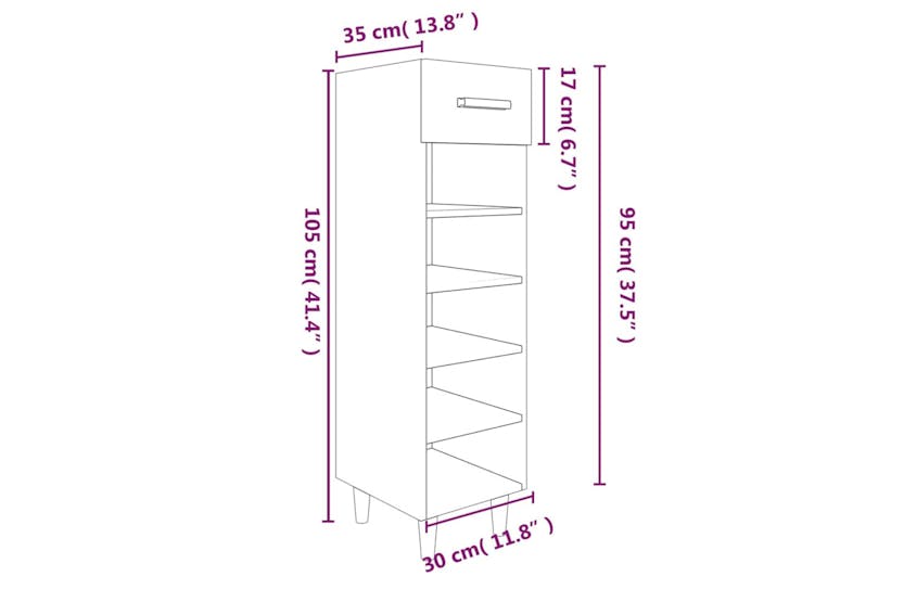 Vidaxl 817563 Shoe Cabinet Brown Oak 30x35x105 Cm Engineered Wood