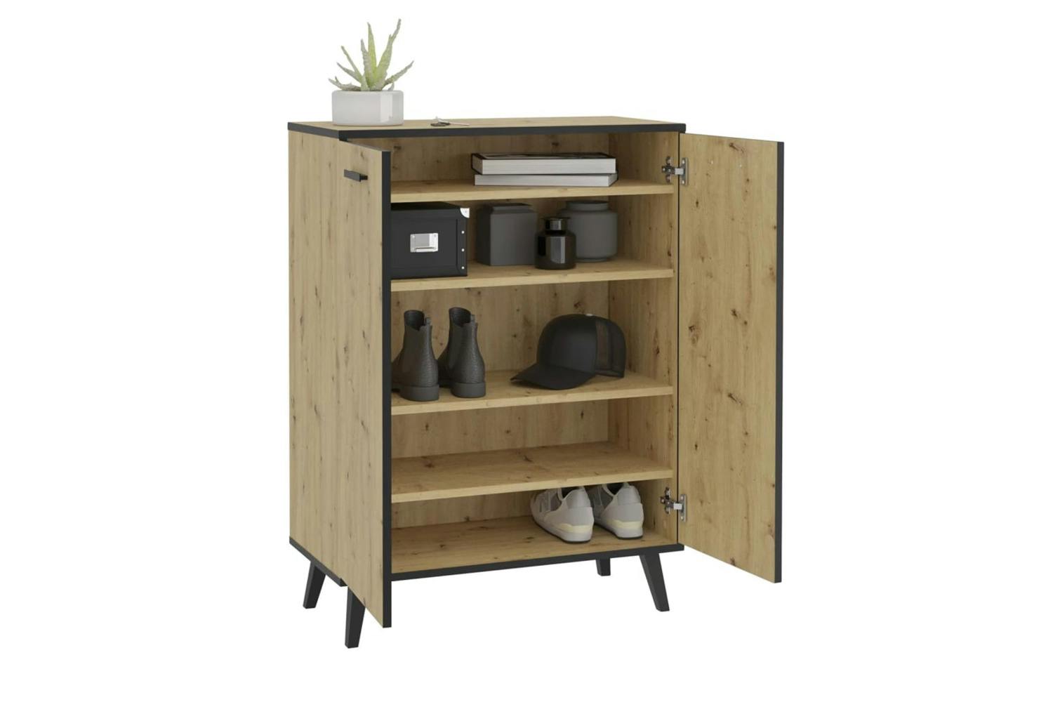 Fmd 444224 Shoe Cabinet With 5 Compartments 68.5x33x93.5 Cm Artisan Oak
