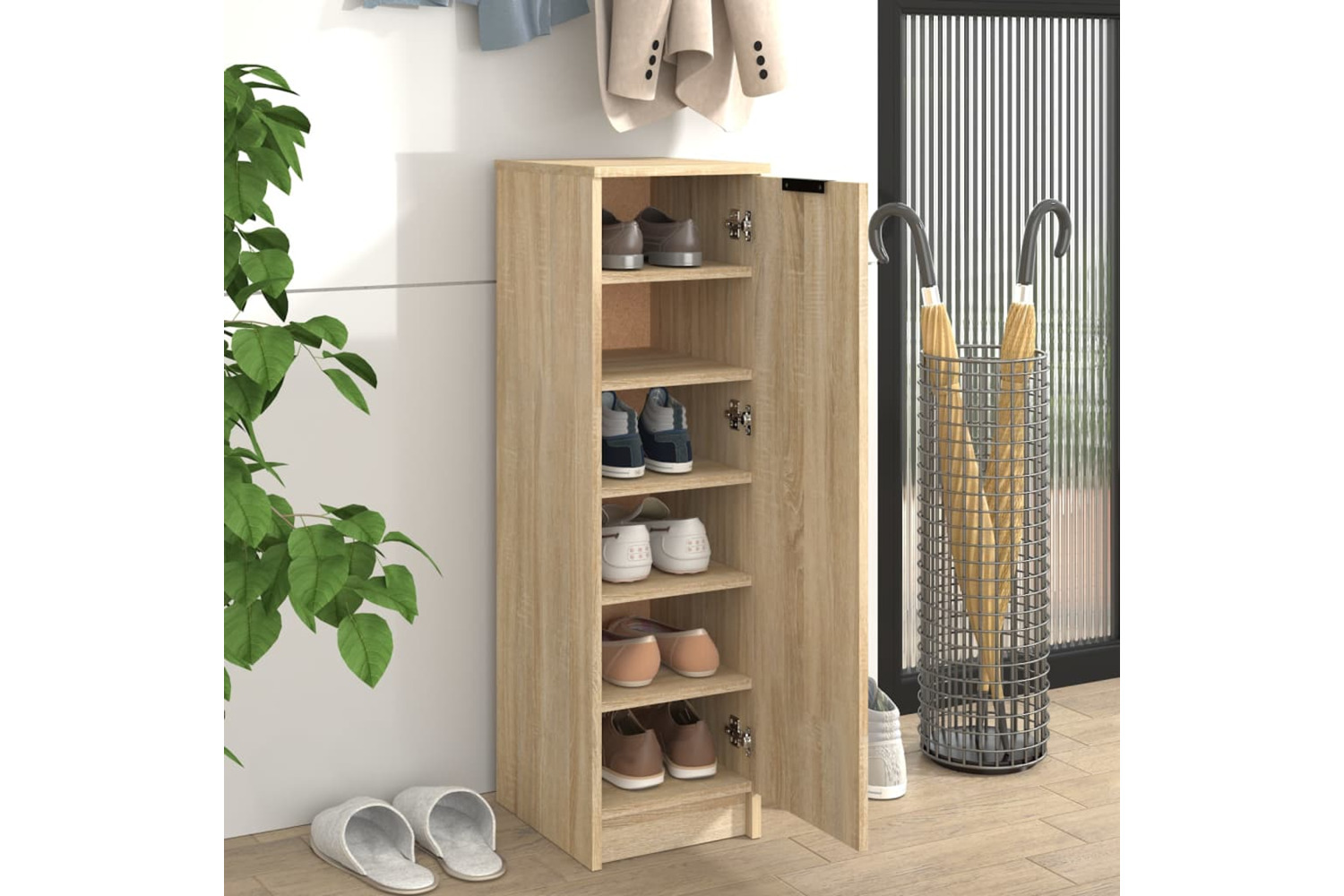 Vidaxl Shoe Cabinet Sonoma Oak 30x35x100 Cm Engineered Wood