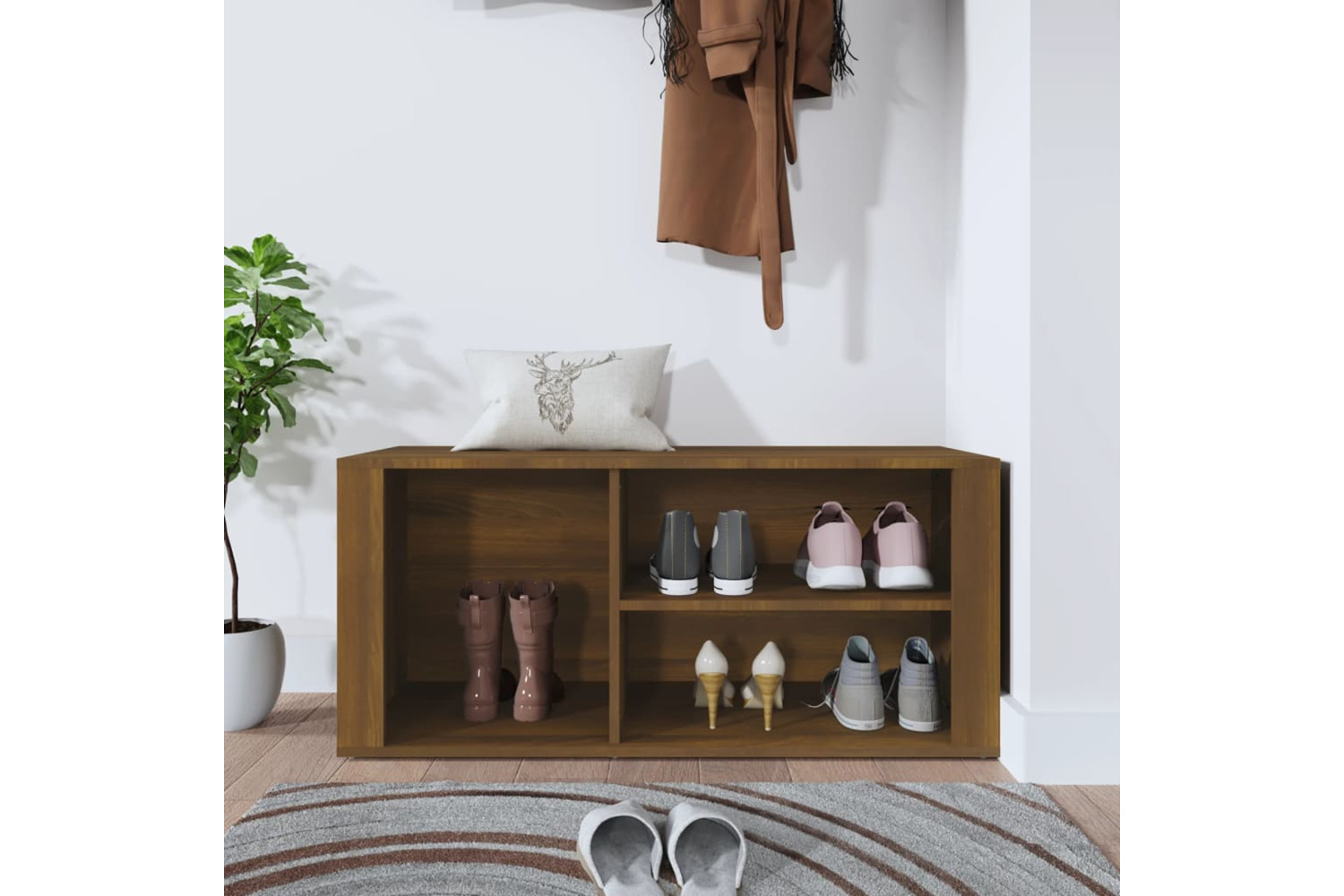 vidaXL 816927 Shoe Cabinet Brown Oak 100x35x45cm Engineered Wood