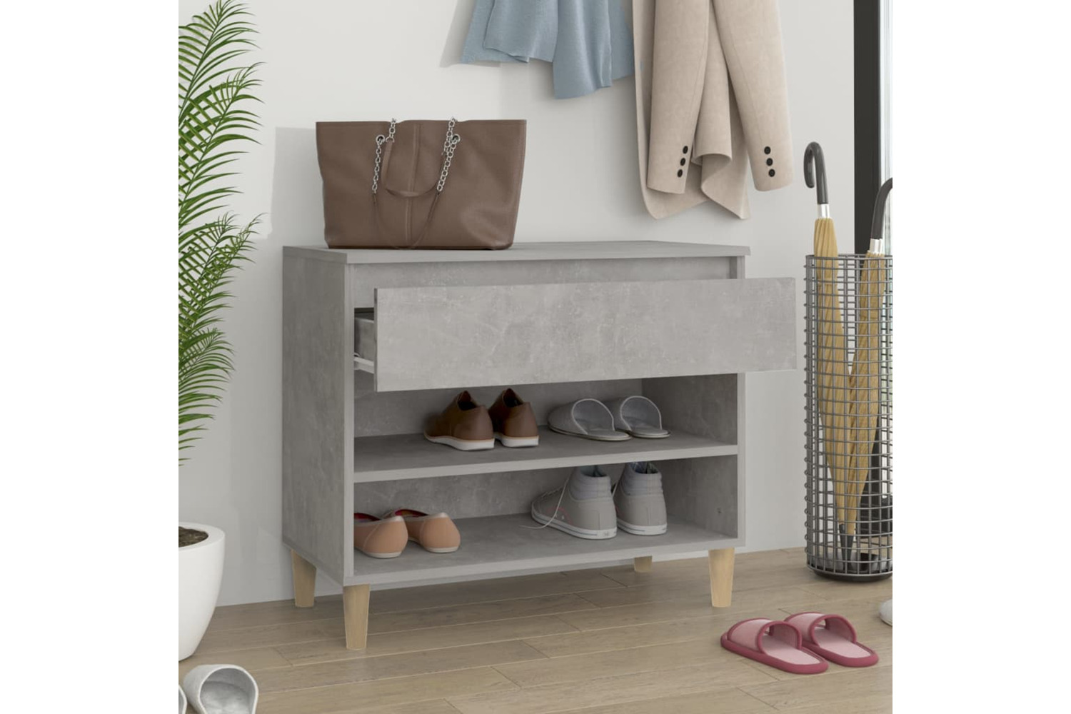 vidaXL 819760 Shoe Cabinet Concrete Grey 70x36x60cm Engineered Wood
