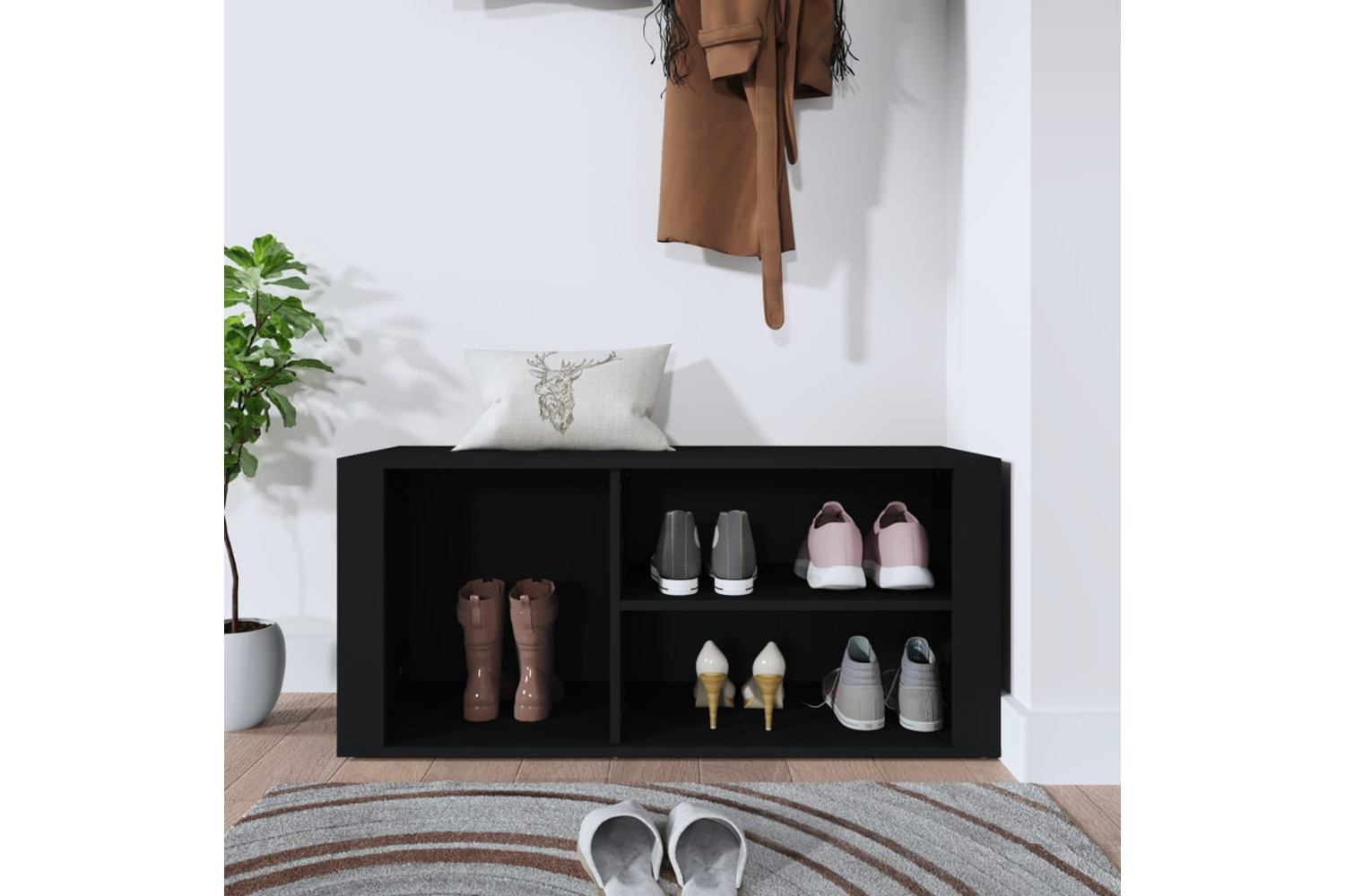 vidaXL 816921 Shoe Cabinet Black 100x35x45cm Engineered Wood