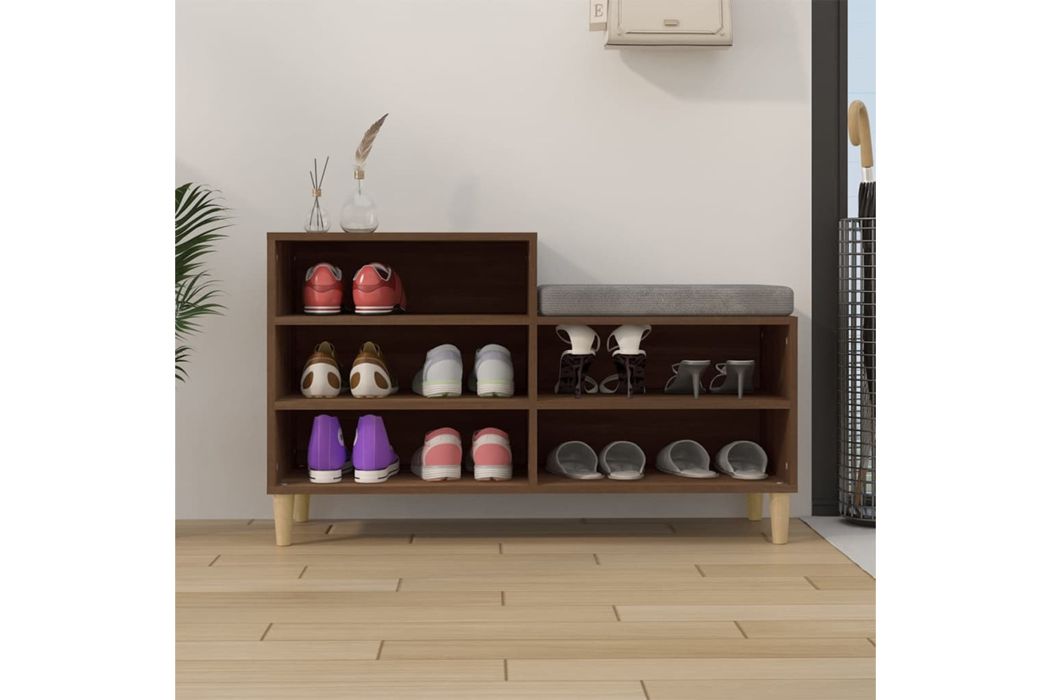 vidaXL 819731 Shoe Cabinet Brown Oak 102x36x60cm Engineered Wood