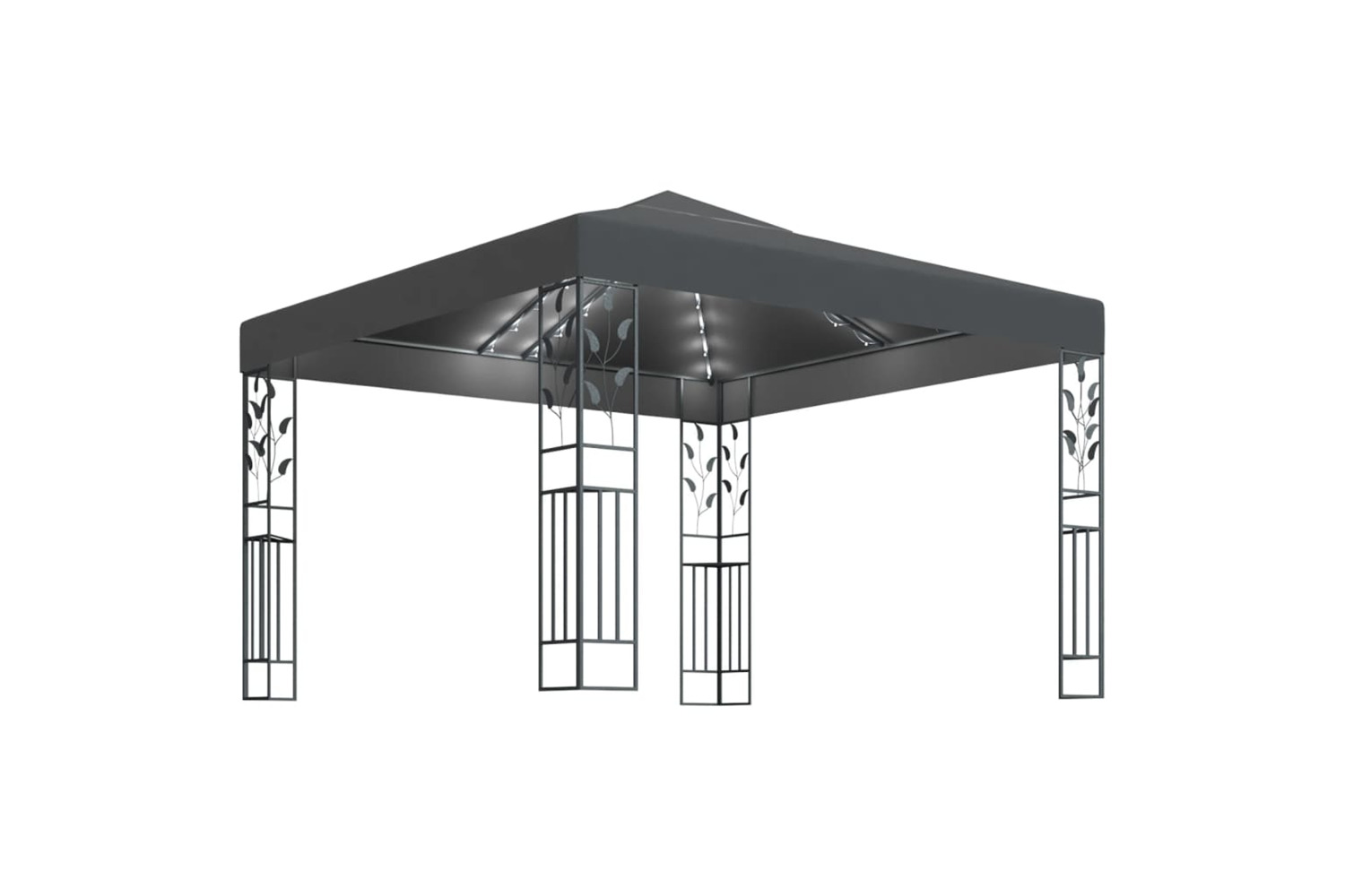 Vidaxl 3070296 Gazebo With Led String Lights 3x3 M Anthracite