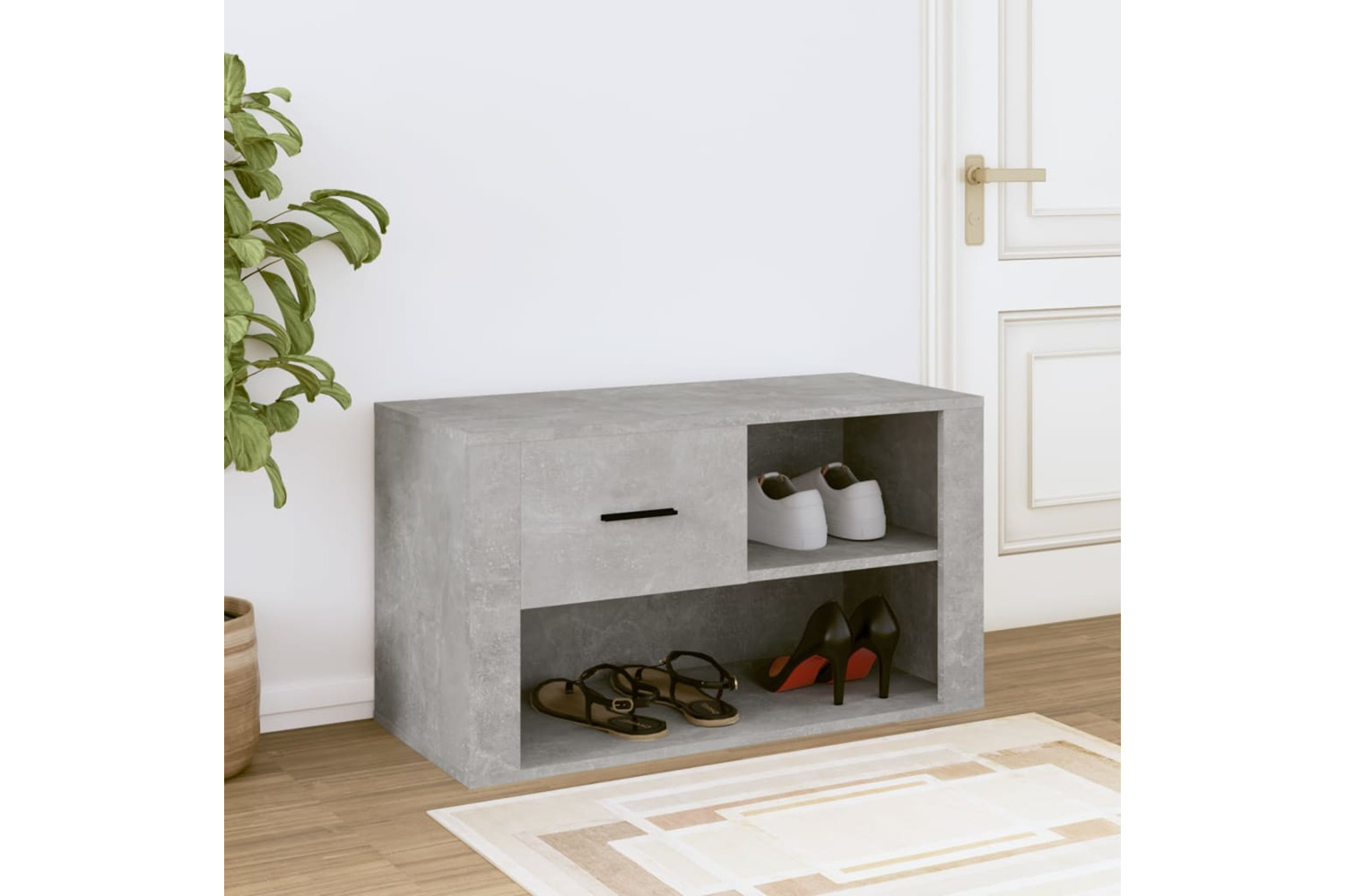 vidaXL 816756 Shoe Cabinet Concrete Grey 80x35x45cm Engineered Wood