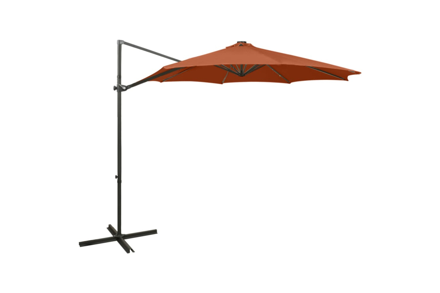 Vidaxl 312343 Cantilever Umbrella With Pole And Led Lights Terracotta 300 Cm