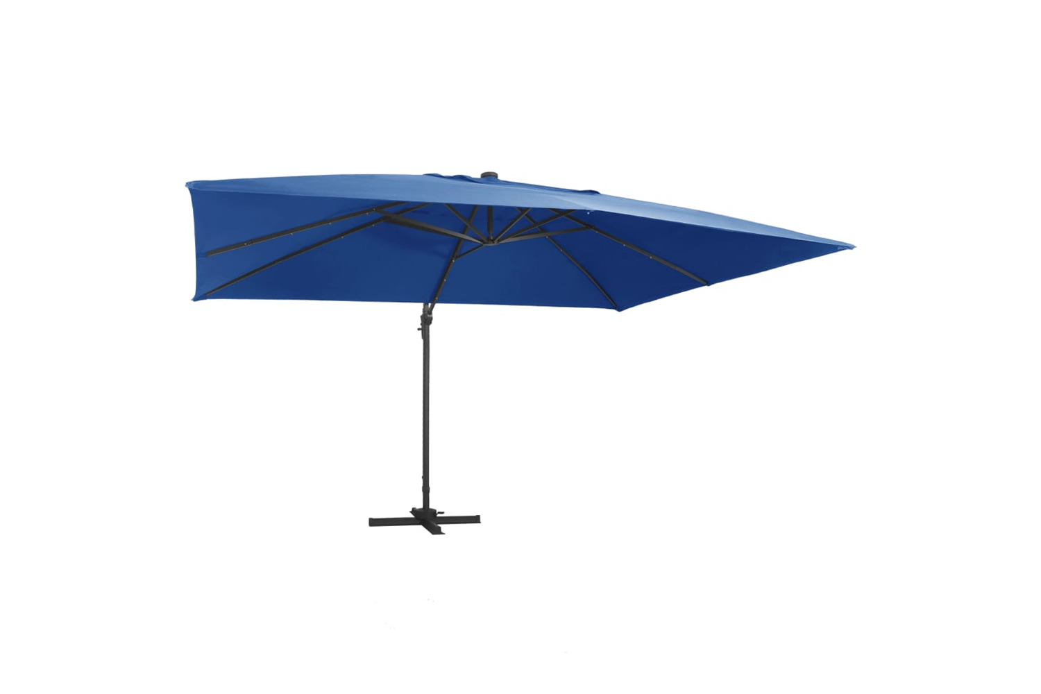 Vidaxl 47009 Cantilever Umbrella With Led Lights And Aluminium Pole 400x300 Cm Azure Blue