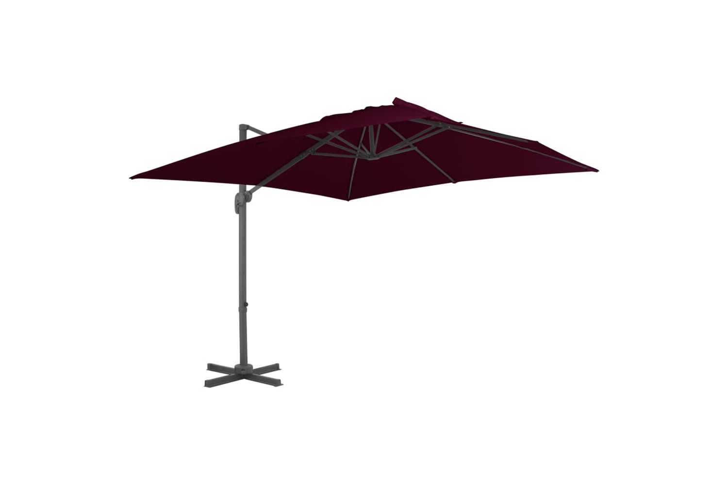 vidaXL 312314 Cantilever Umbrella With Aluminium Pole Bordeaux Red 300x300cm