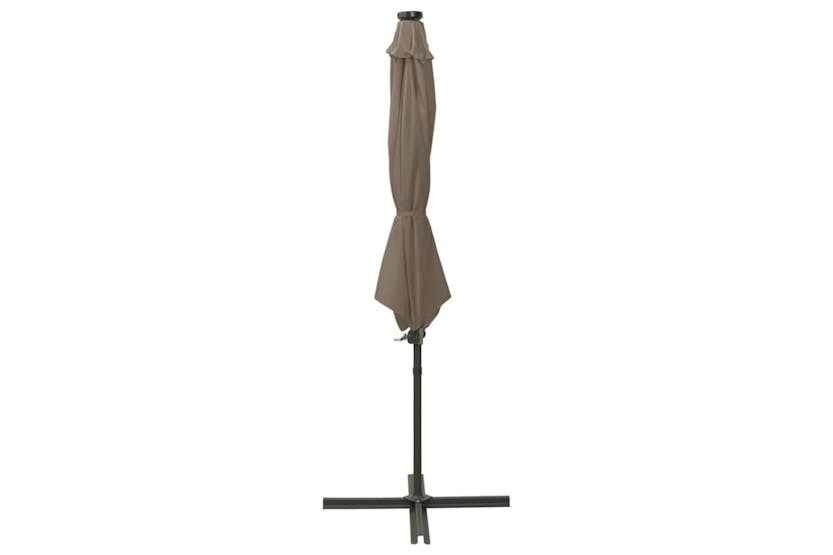 Vidaxl 312339 Cantilever Umbrella With Pole And Led Lights Taupe 300 Cm