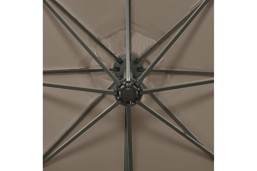 Vidaxl 312339 Cantilever Umbrella With Pole And Led Lights Taupe 300 Cm