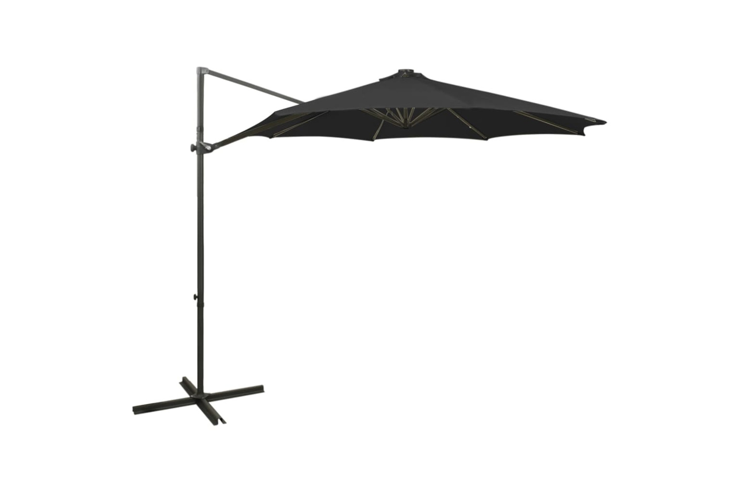 Vidaxl 312340 Cantilever Umbrella With Pole And Led Lights Black 300 Cm