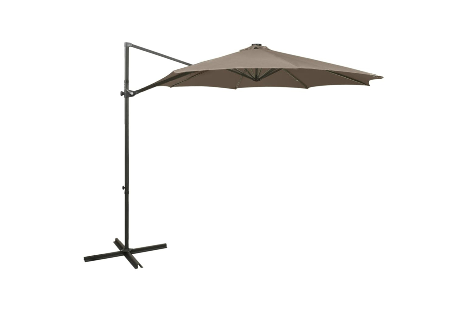Vidaxl 312339 Cantilever Umbrella With Pole And Led Lights Taupe 300 Cm