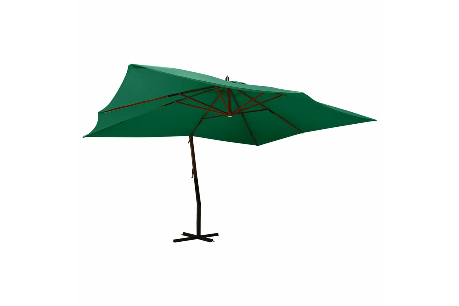 vidaXL 318428 Cantilever Umbrella With Wooden Pole 400x300cm Green