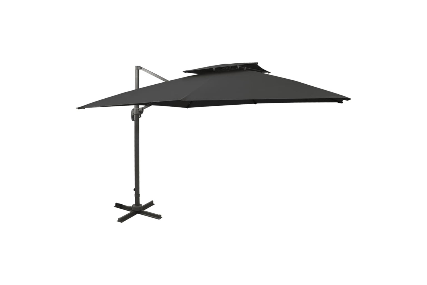 vidaXL 312376 Cantilever Umbrella With Double Top 300x300cm Black