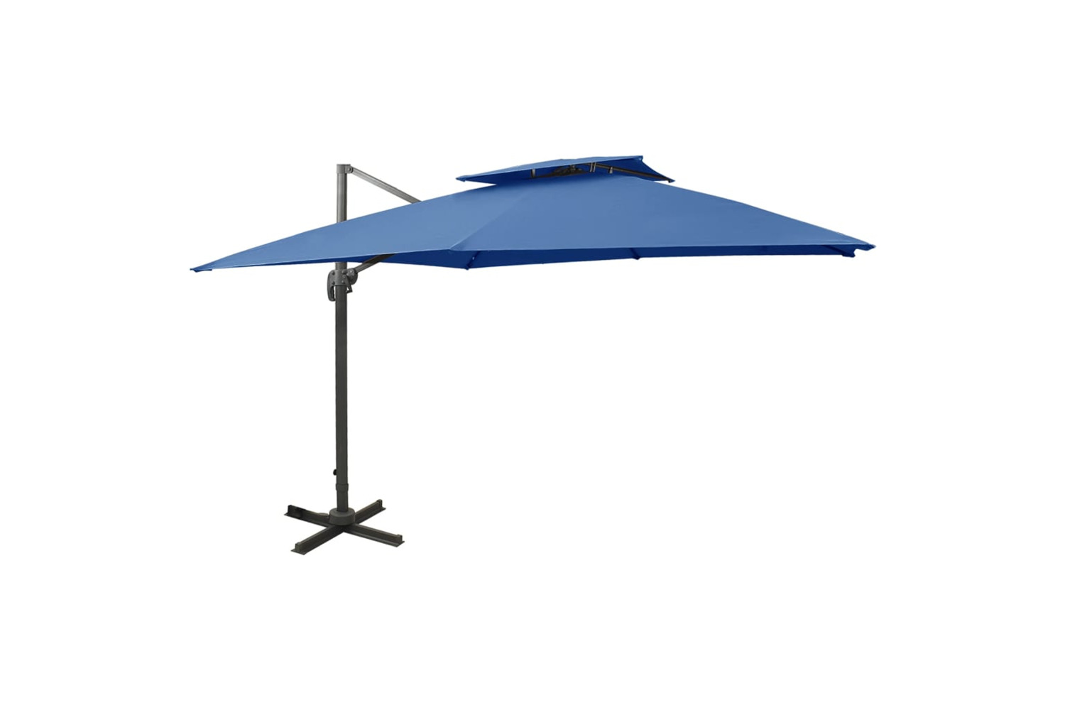 vidaXL 312378 Cantilever Umbrella With Double Top 300x300cm Azure Blue
