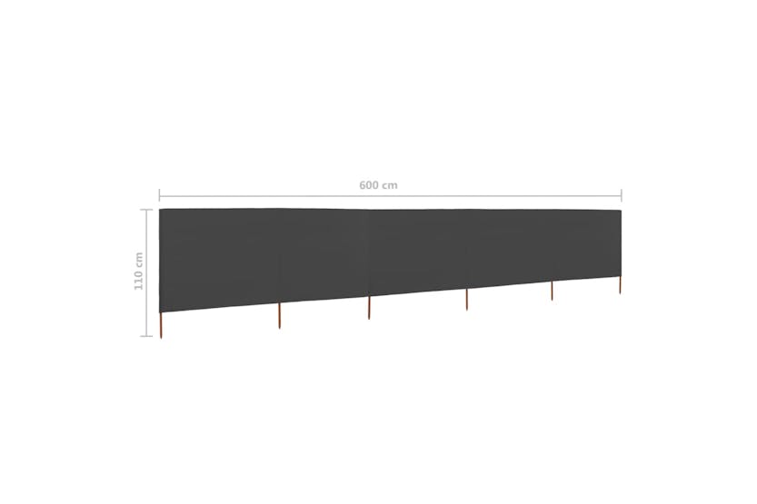 Vidaxl 47156 5-panel Wind Screen Fabric 600x80 Cm Anthracite