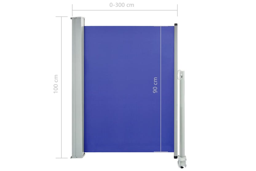 Vidaxl 48341 Patio Retractable Side Awning 100x300 Cm Blue