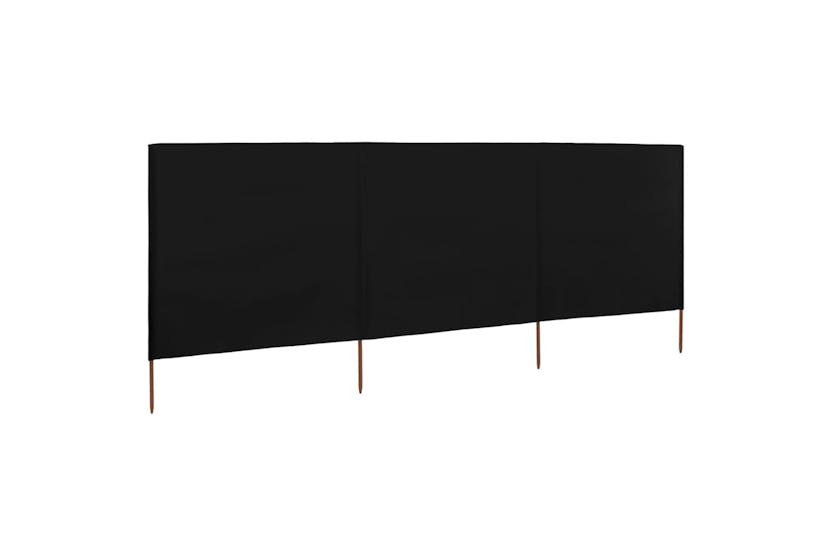 Vidaxl 47144 3-panel Wind Screen Fabric 400x80 Cm Black