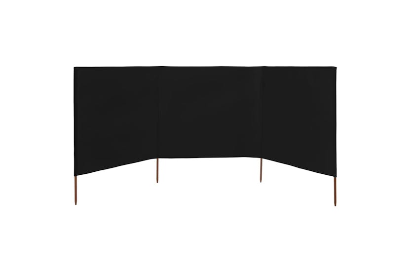 Vidaxl 47144 3-panel Wind Screen Fabric 400x80 Cm Black