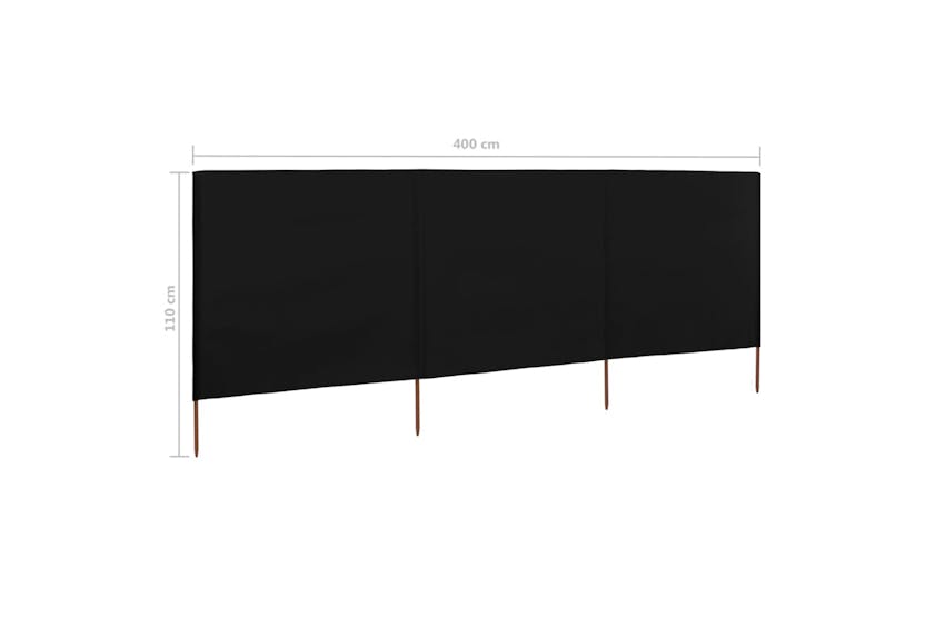 Vidaxl 47144 3-panel Wind Screen Fabric 400x80 Cm Black