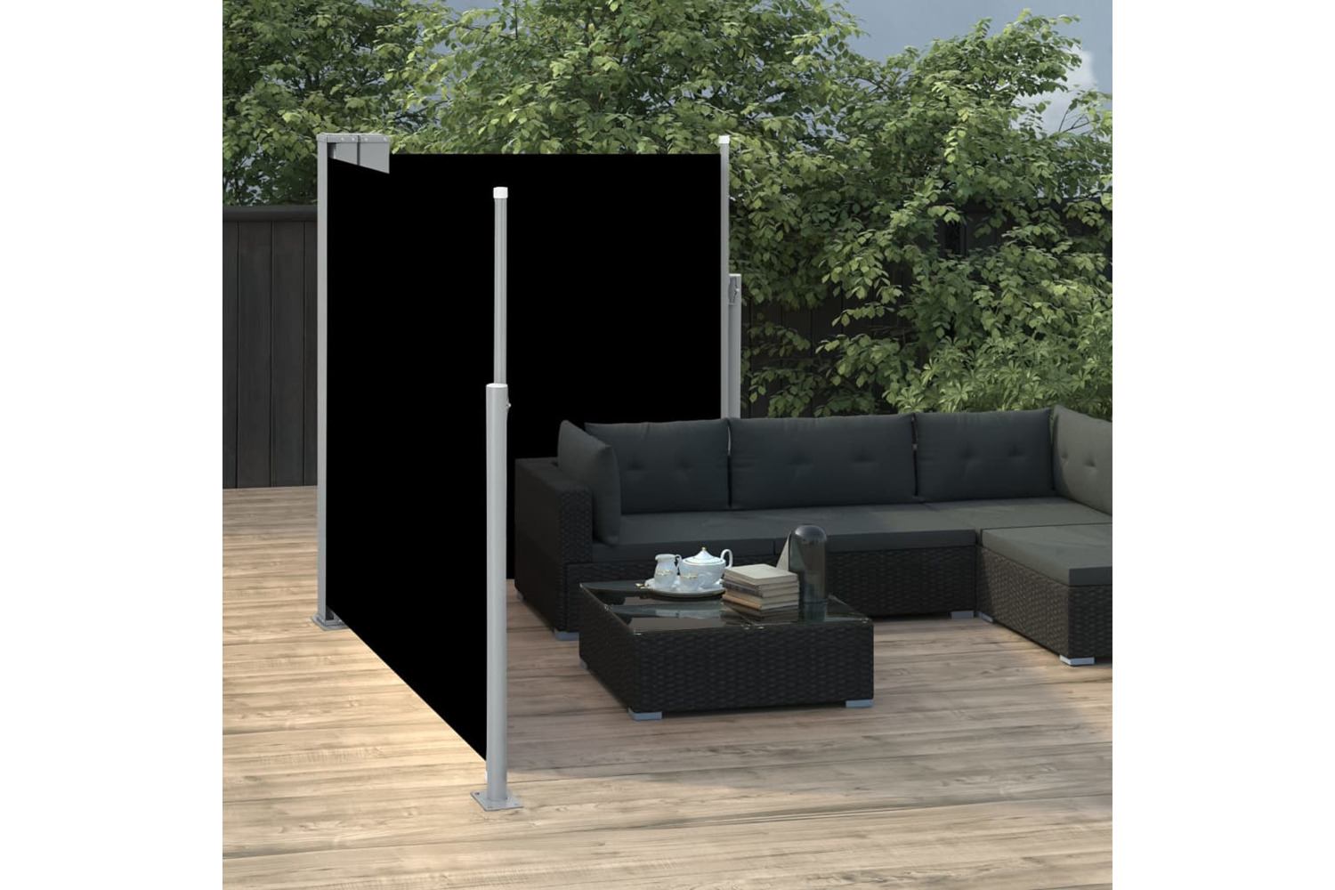 vidaXL 48466 Patio Retractable Double Side Awning 170x600cm Black