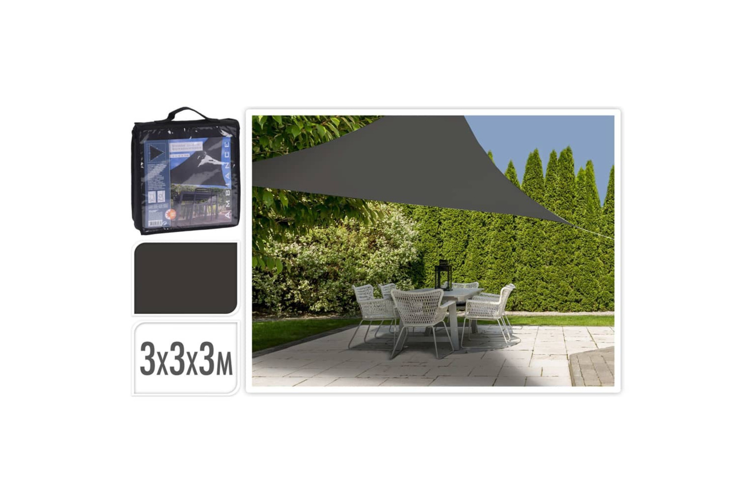 Progarden 436319 Shade Cloth 3x3x3 M Dark Grey Triangle