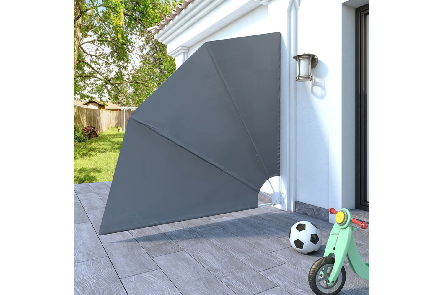 vidaXL 41573 Collapsible Balcony Side Awning Grey 210x210cm