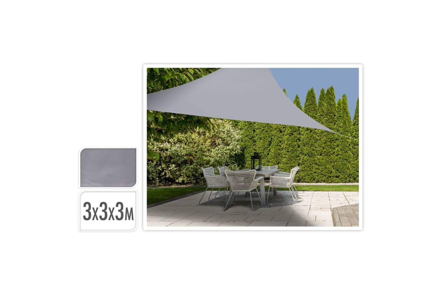 Progarden 436350 Shade Cloth 3x3x3 M Grey Triangle