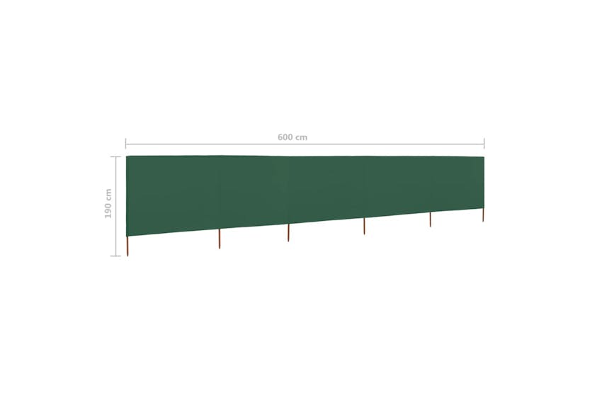 Vidaxl 47167 5-panel Wind Screen Fabric 600x160 Cm Green