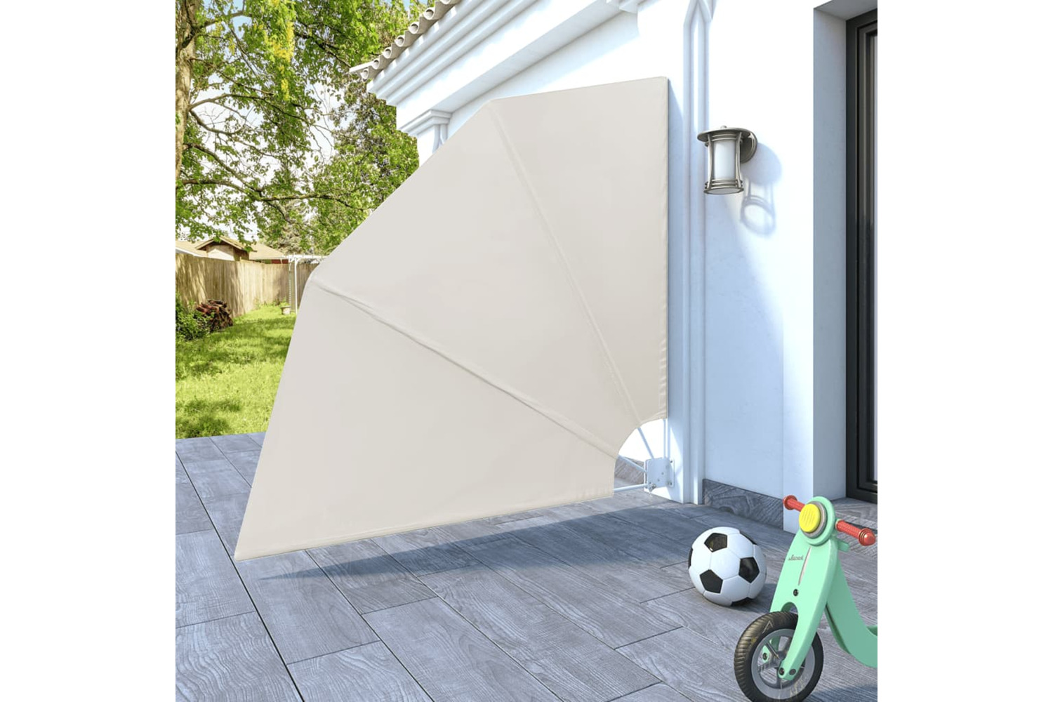 vidaXL 41576 Collapsible Balcony Side Awning Cream 210x210cm