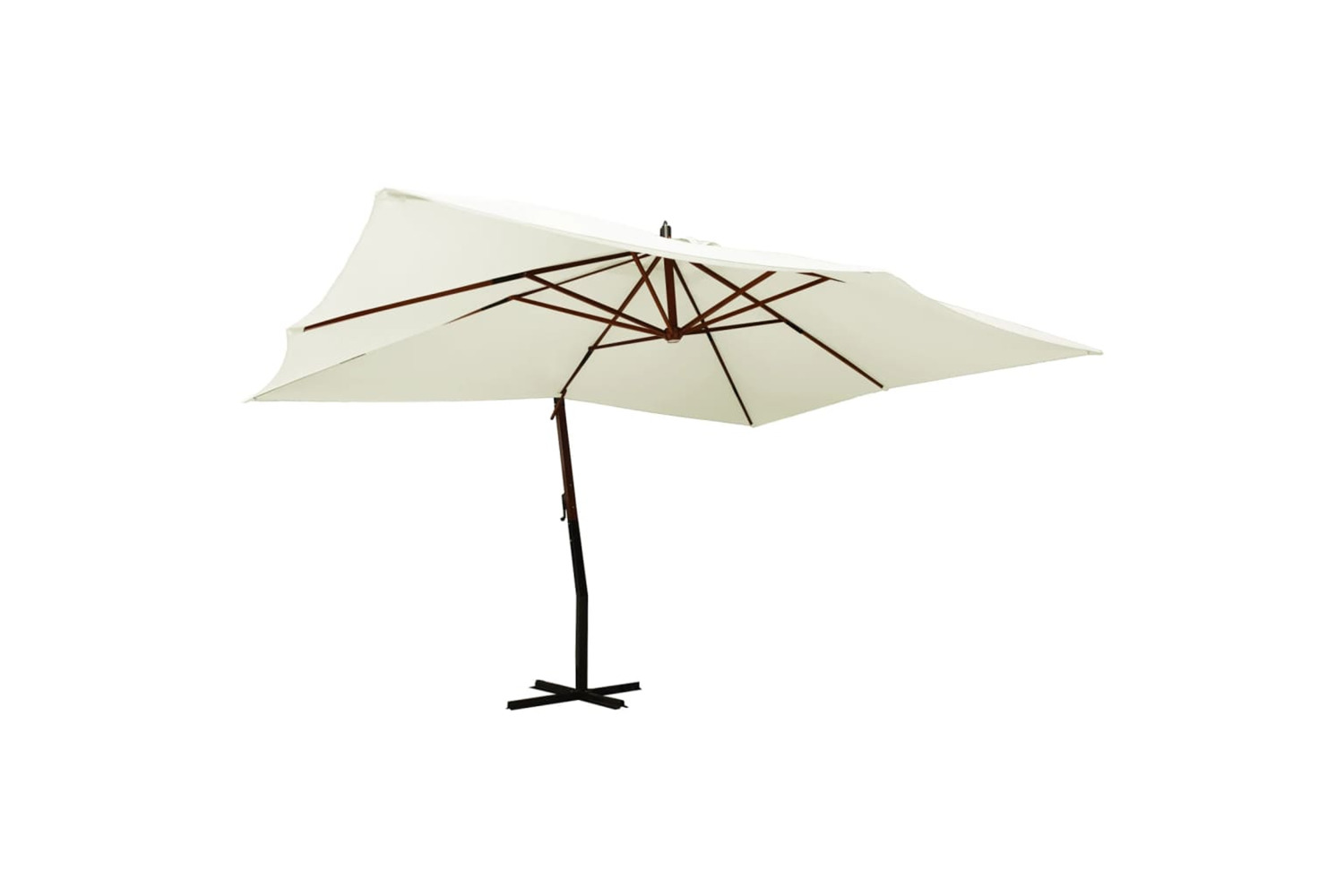 vidaXL 318429 Cantilever Umbrella With Wooden Pole 400x300cm Sand White