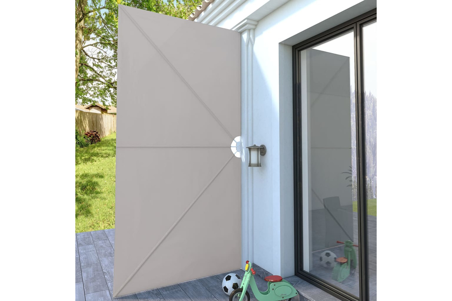 vidaXL 44570 Collapsible Terrace Side Awning Cream 400x200cm