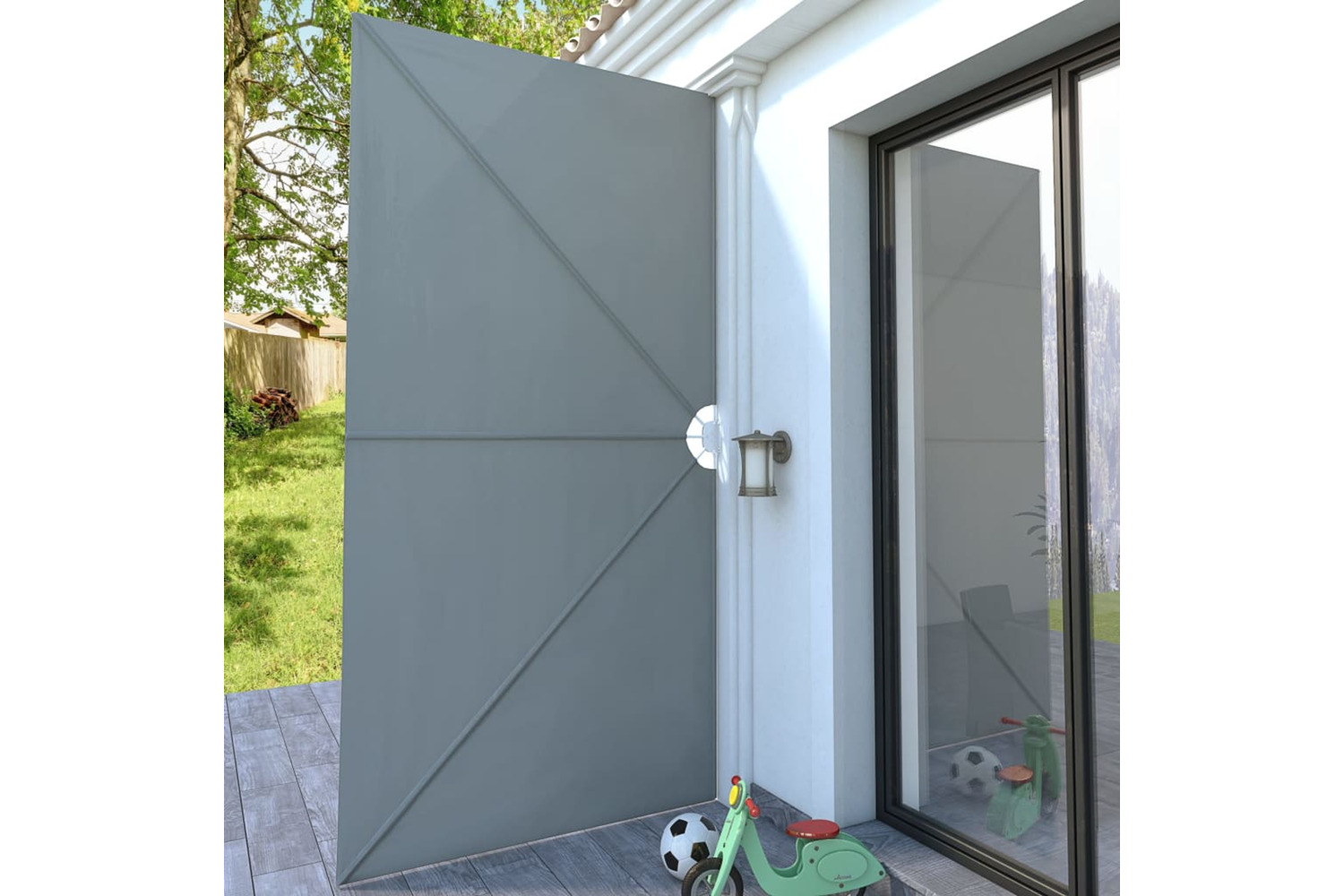 vidaXL 44566 Collapsible Terrace Side Awning Grey 400x200cm