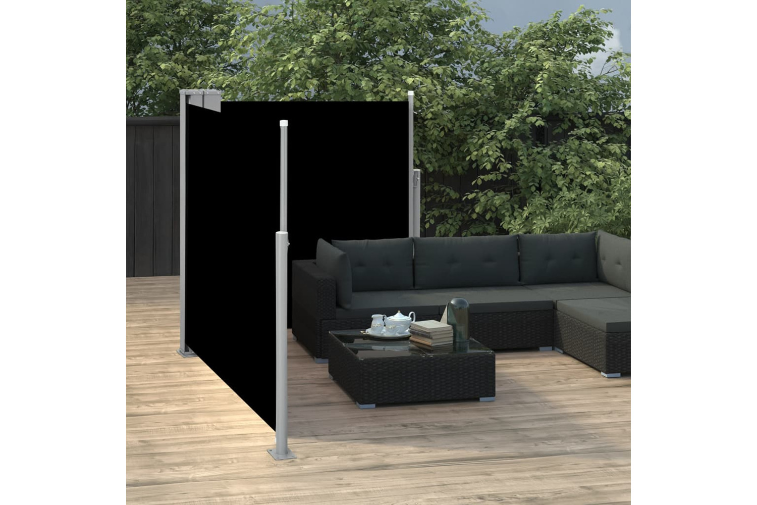 vidaXL 48448 Retractable Side Awning Black 120x600cm
