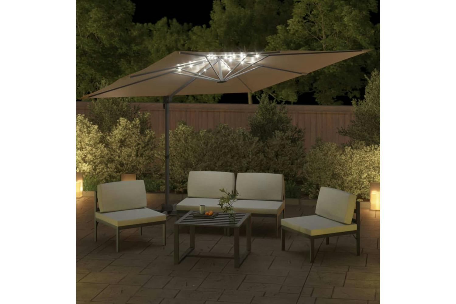 Vidaxl 319930 Led Cantilever Umbrella Taupe 400x300 Cm