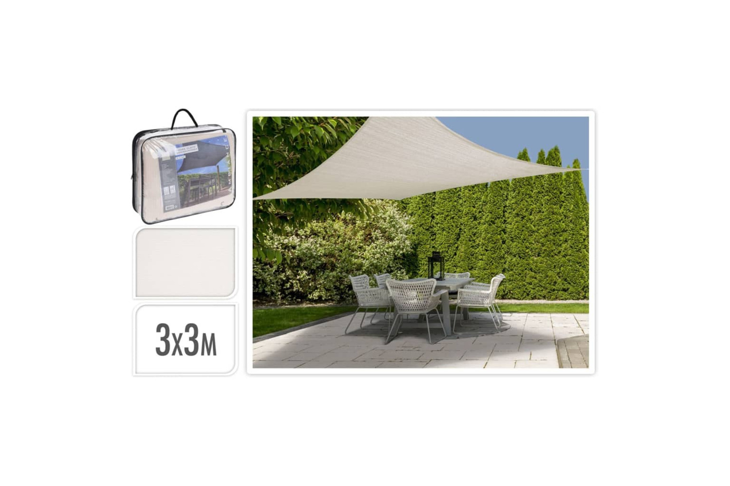 Progarden 446749 Shade Cloth 3x3m Cream Square