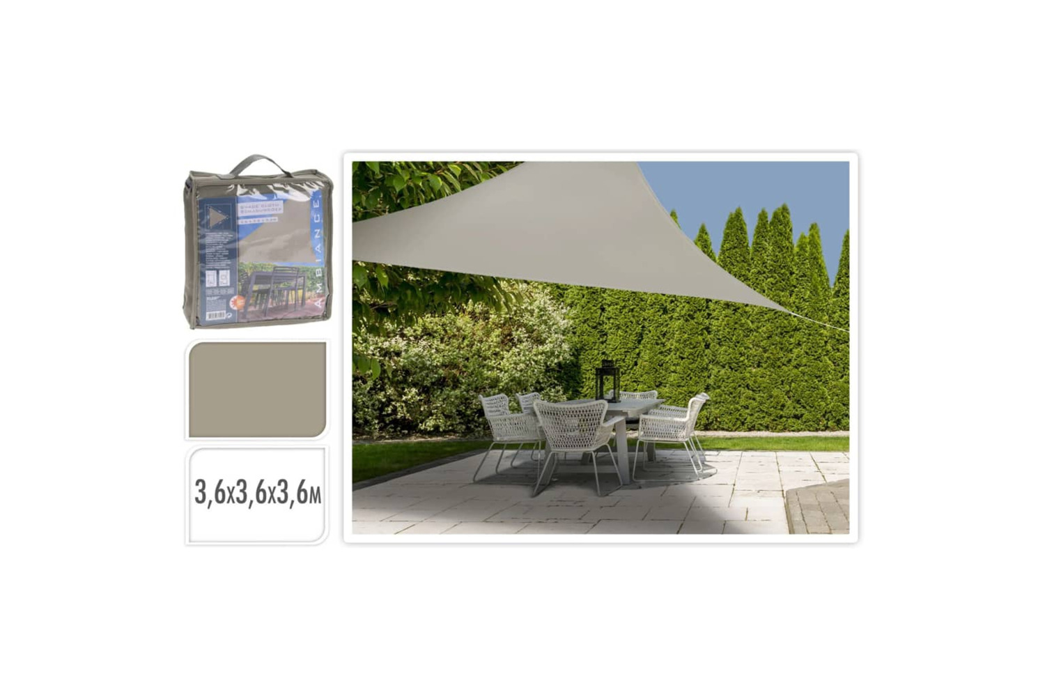 Progarden 436320 Shade Cloth 3.6x3.6x3.6 M Sand Triangle