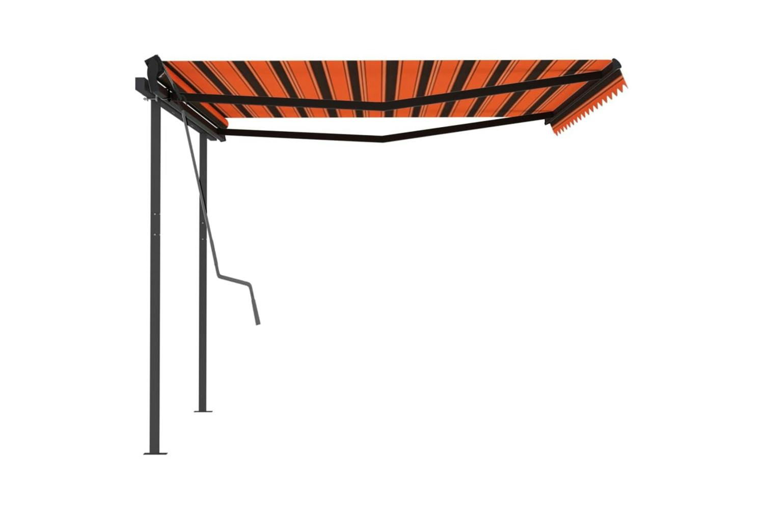 Vidaxl 3070220 Manual Retractable Awning With Posts 4x3.5 M Orange And Brown