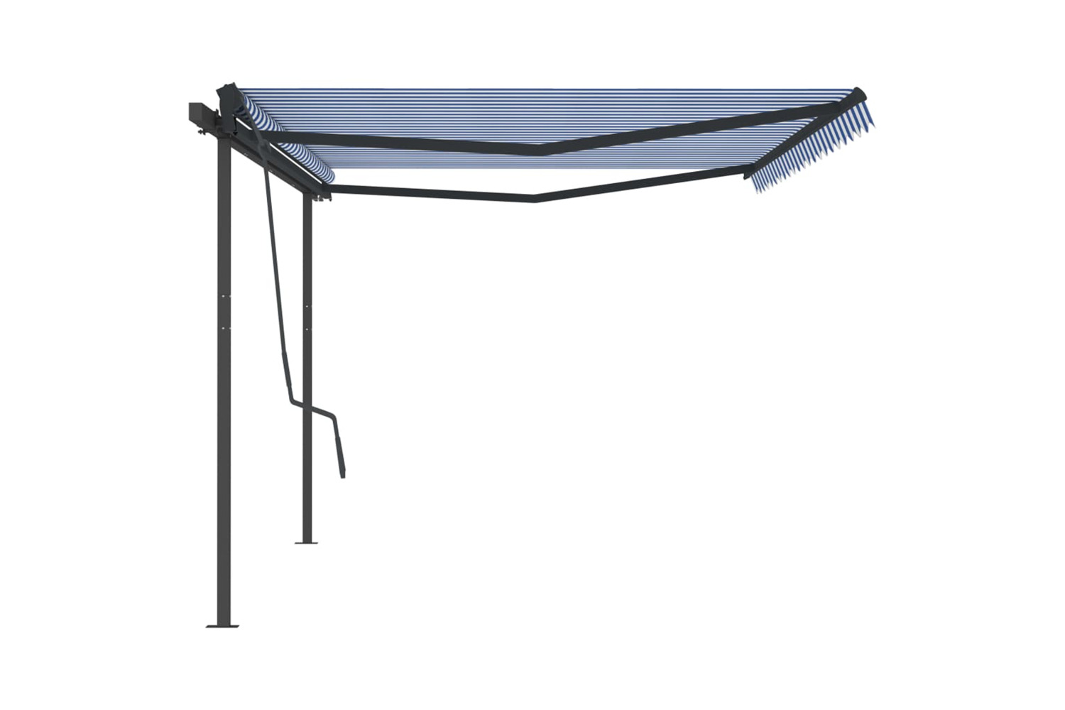 vidaXL 3070256 Manual Retractable Awning With Posts 5x3.5 M Blue And White