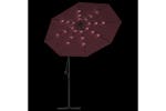Vidaxl 313780 Cantilever Umbrella With Led Lights And Steel Pole Wine Red