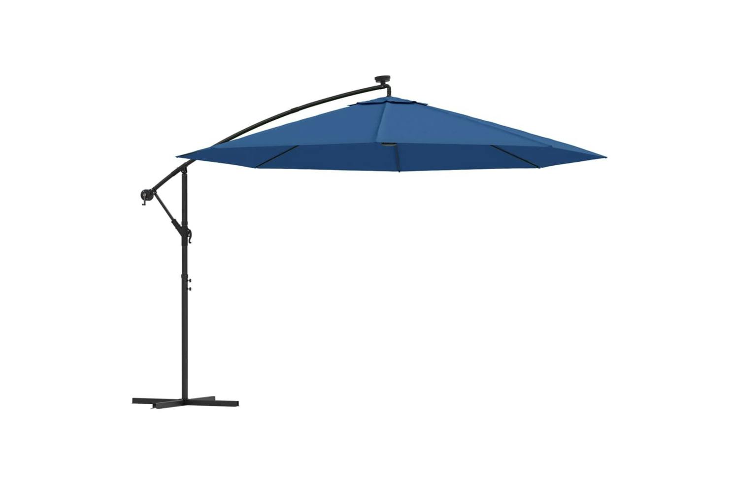 Vidaxl 313785 Cantilever Umbrella With Led Lights Azure Blue 350 Cm