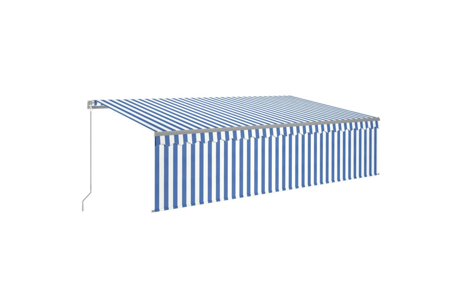 Vidaxl 3069456 Manual Retractable Awning With Blind 5x3m Blue&white