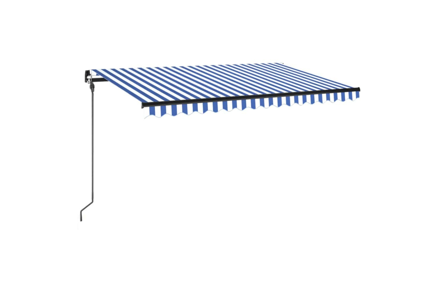 Vidaxl Manual Retractable Awning With Led 400x300 Cm Blue And White