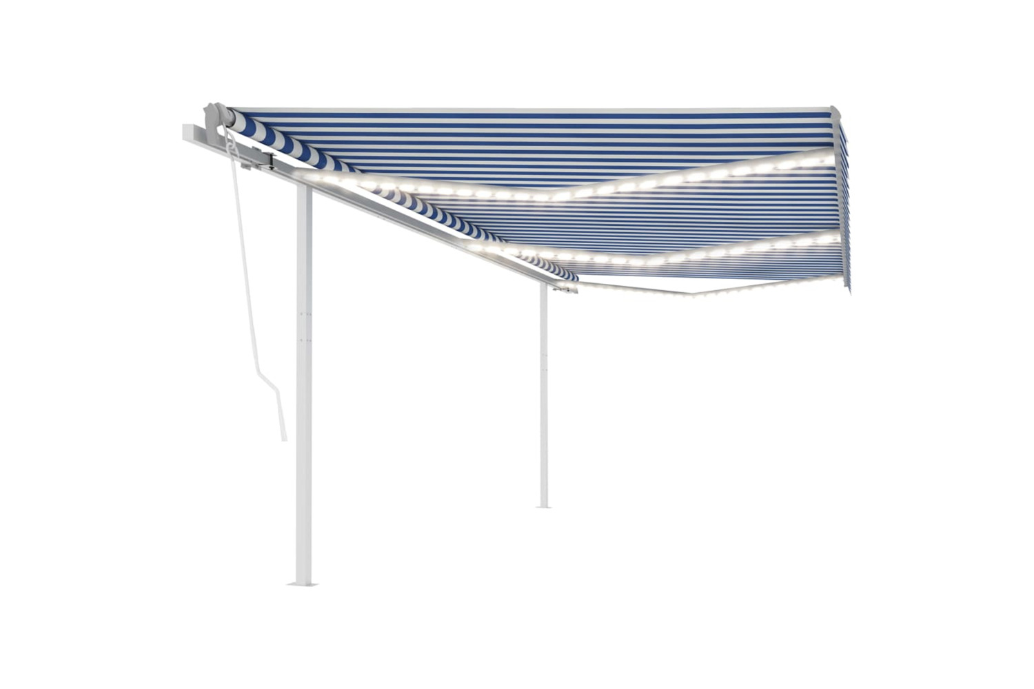 vidaXL 3070081 Manual Retractable Awning With Led 6x3.5 M Blue And White