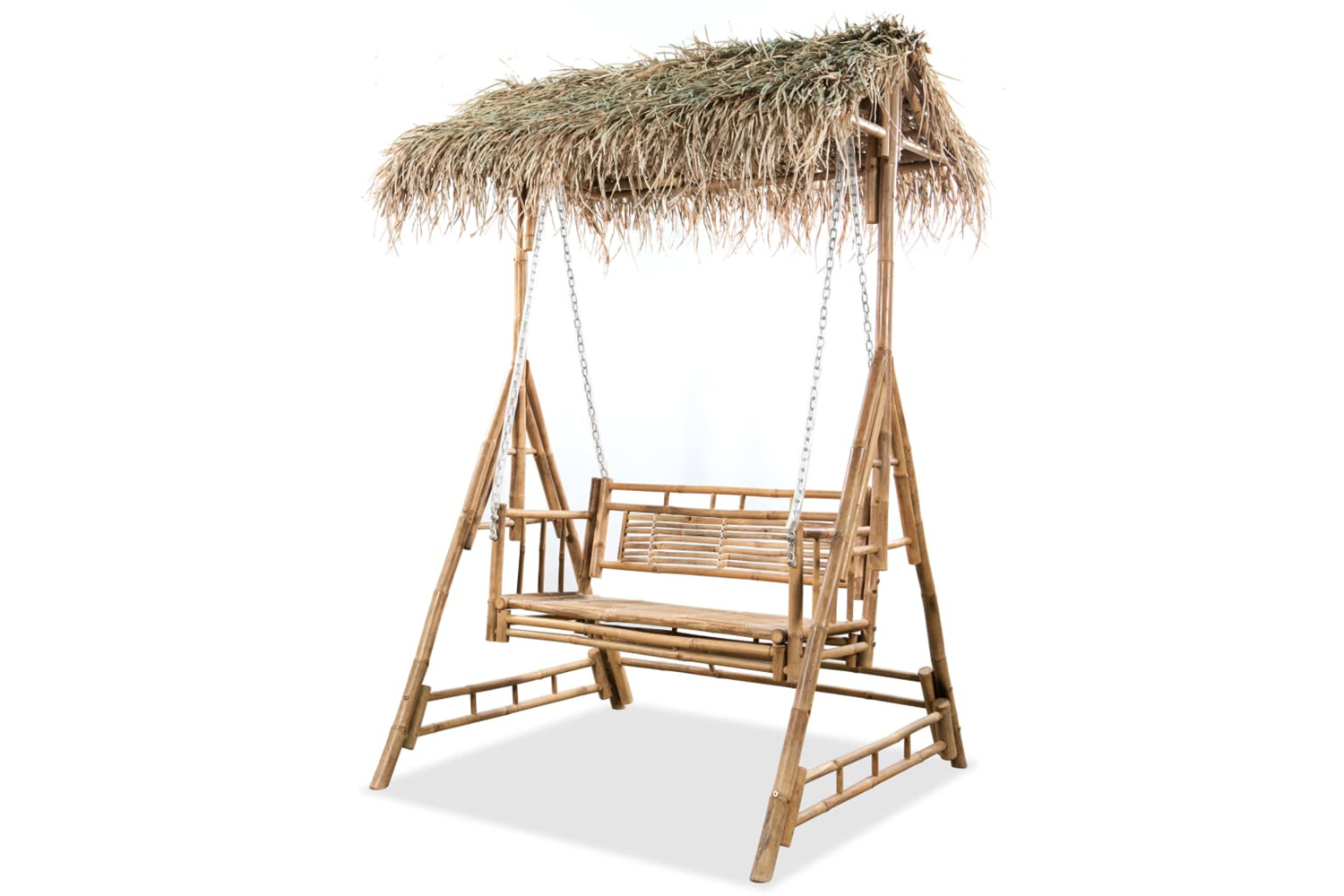 vidaXL 43712 2-seater Swing Bench With Palm Leaves Bamboo 202cm