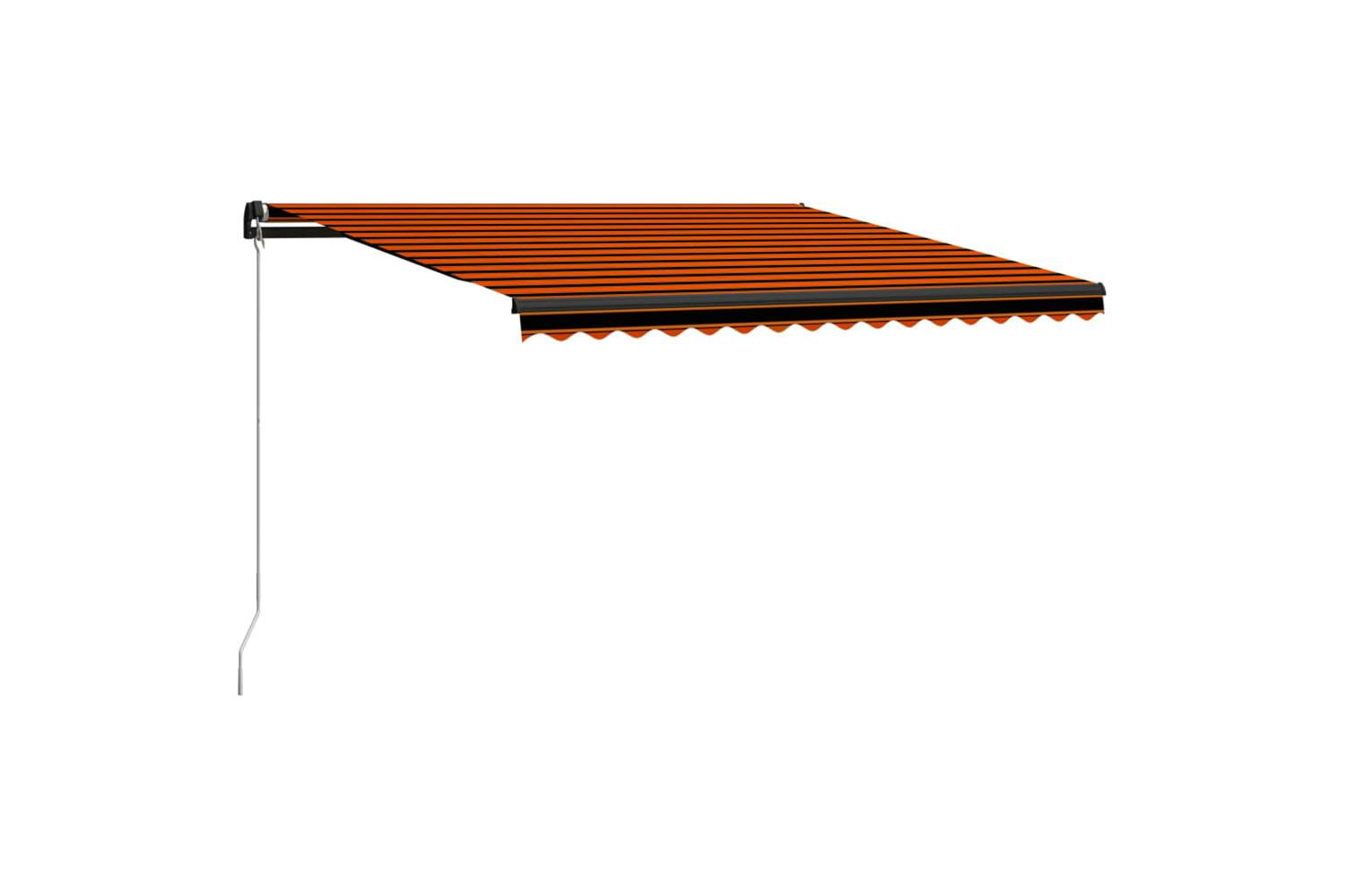 Vidaxl 3055231 Manual Retractable Awning With Led 450x300 Cm Orange And Brown