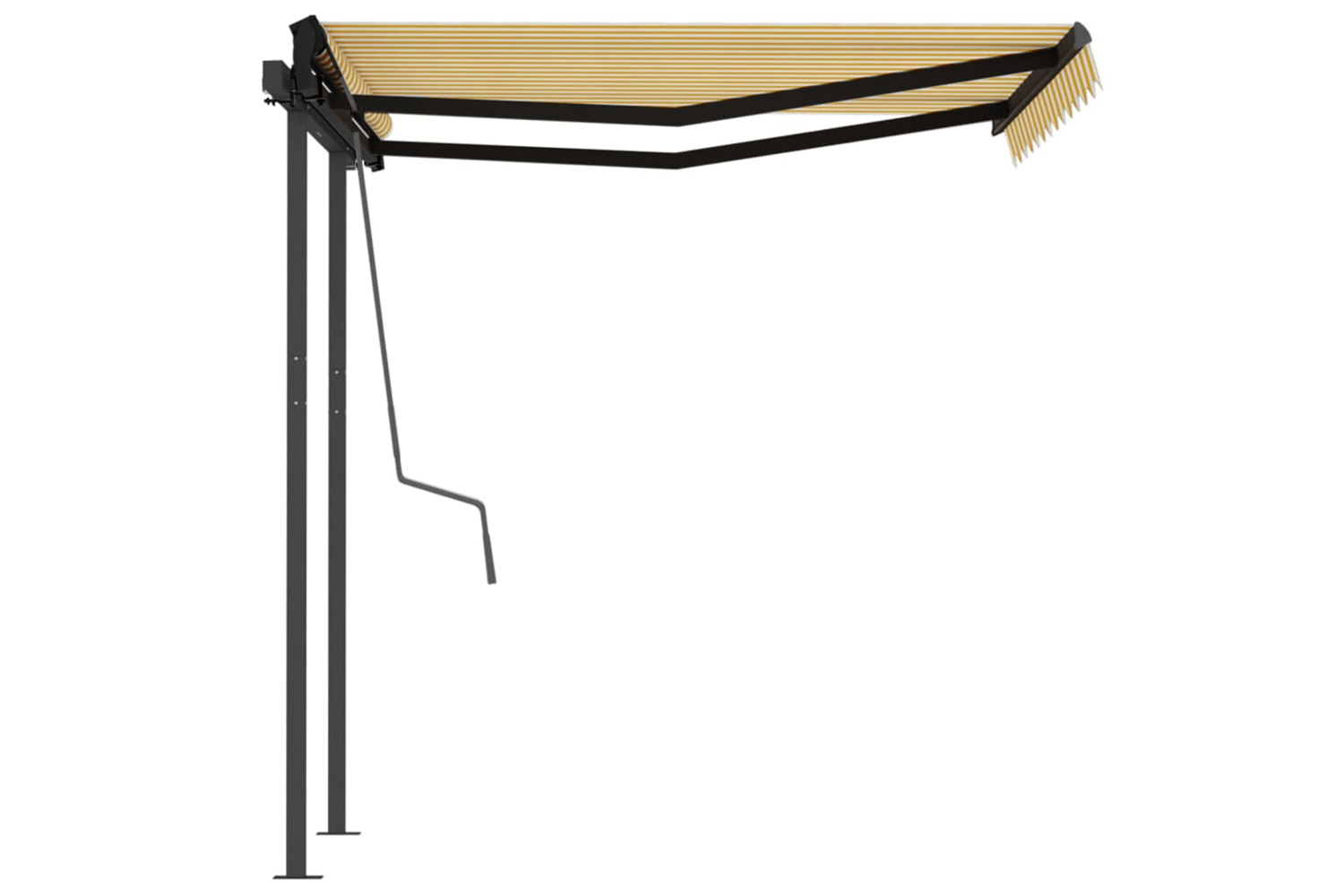 vidaXL 3070098 Manual Retractable Awning With Posts 3x2.5 M Yellow And White