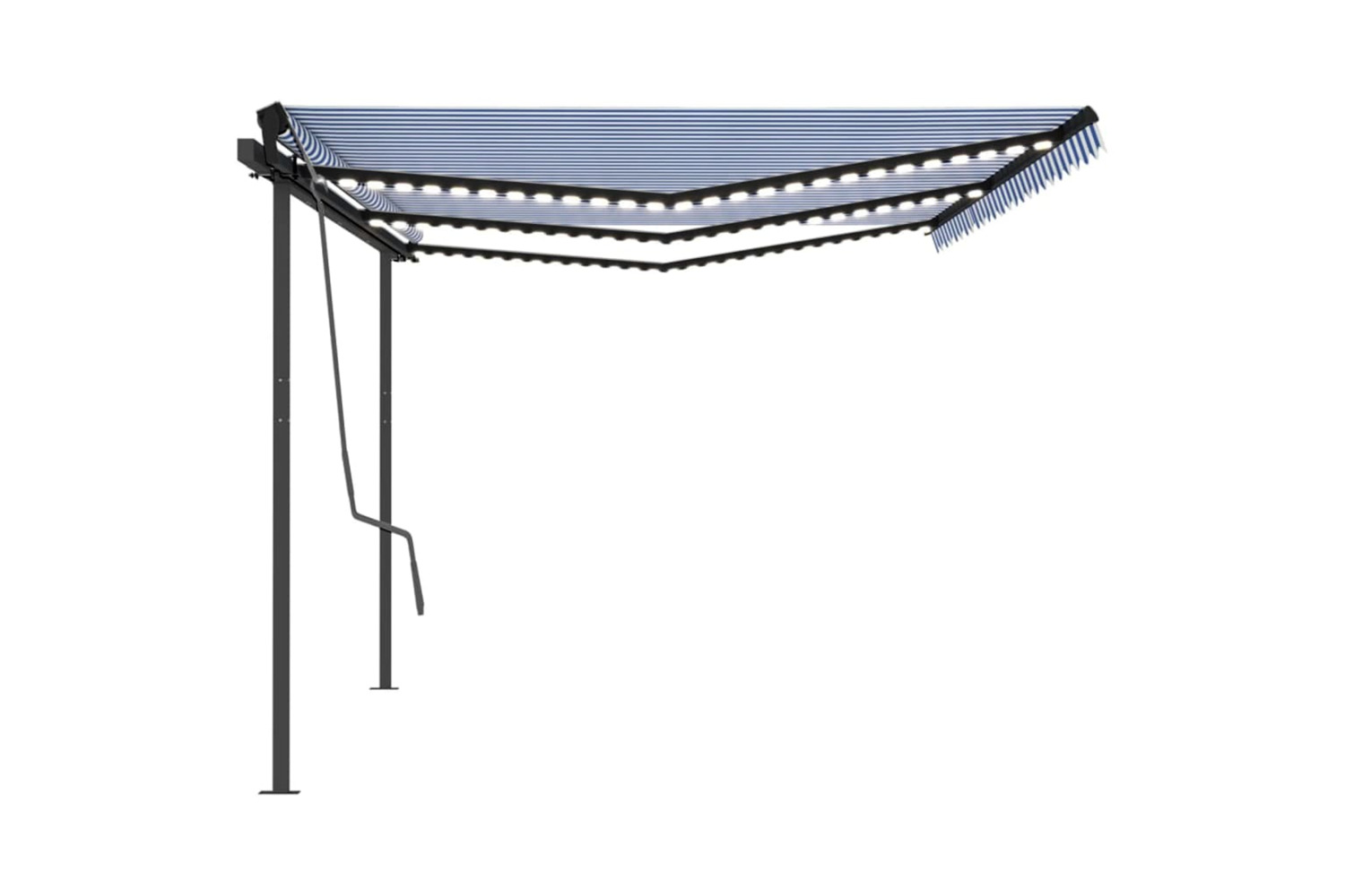 vidaXL 3070201 Manual Retractable Awning With Led 6x3 M Blue And White