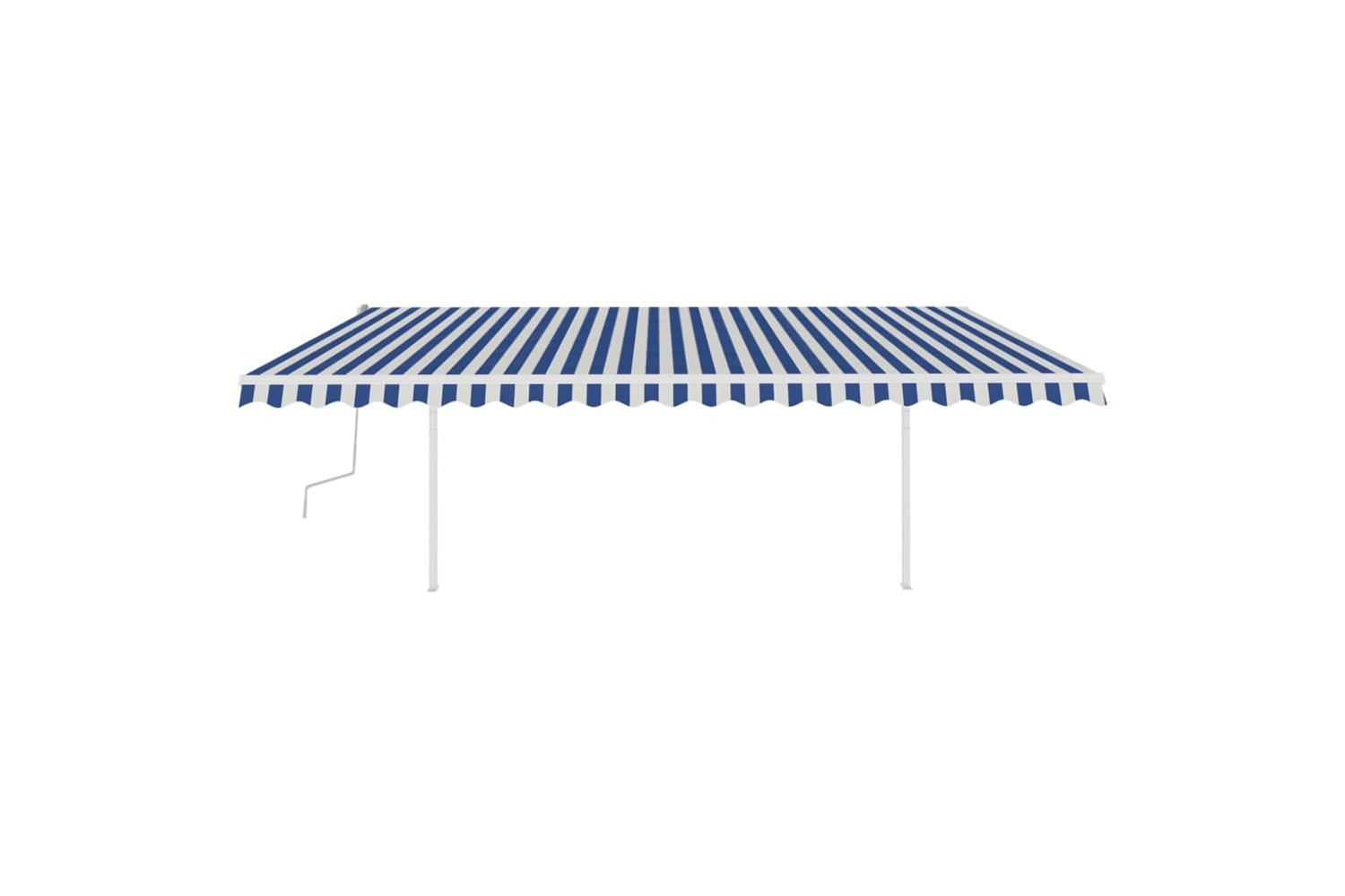 vidaXL 3070056 Manual Retractable Awning With Posts 5x3.5 M Blue And White